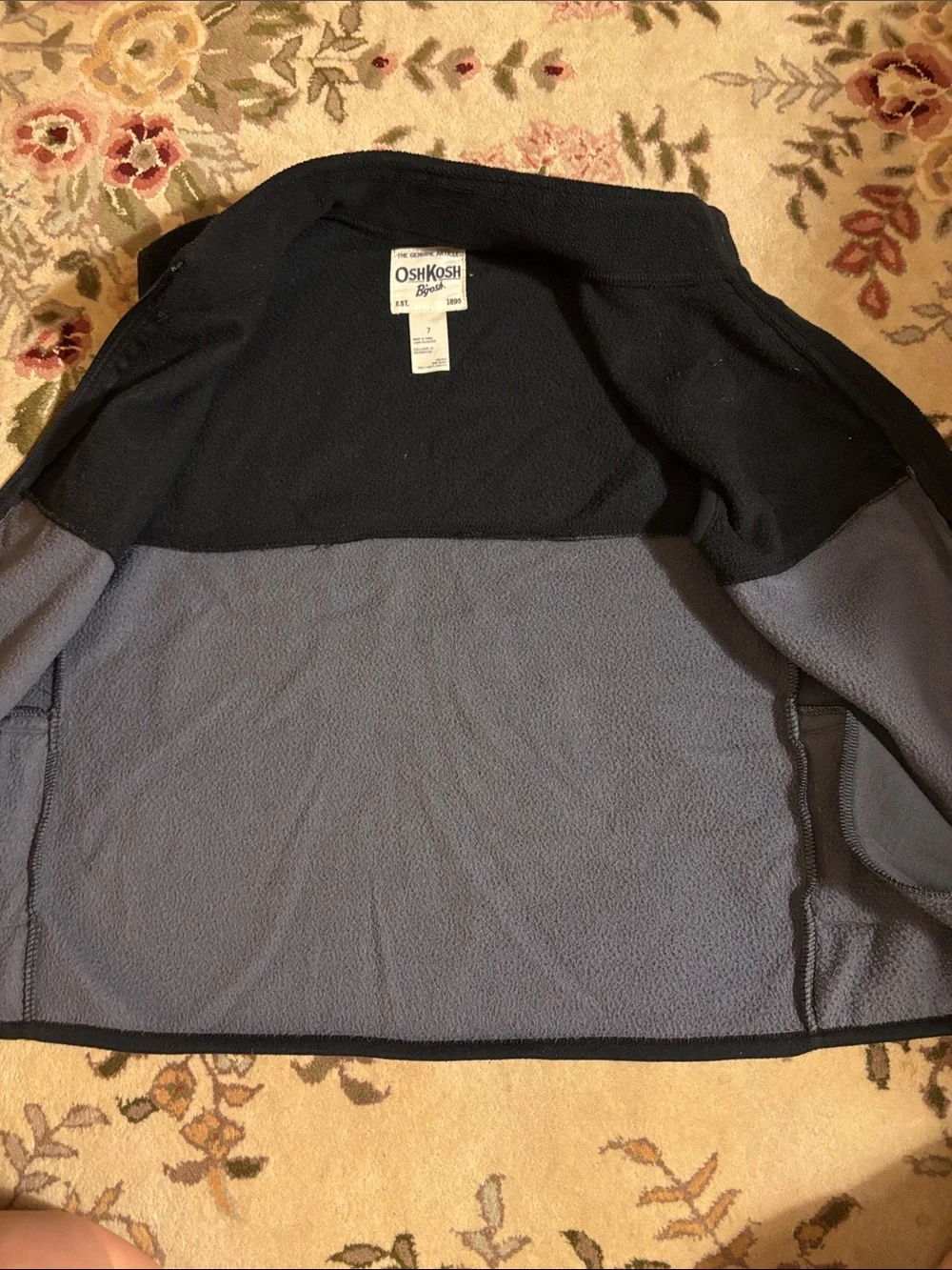 OshKosh B'gosh Black and Gray Two-Tone Fleece Vest